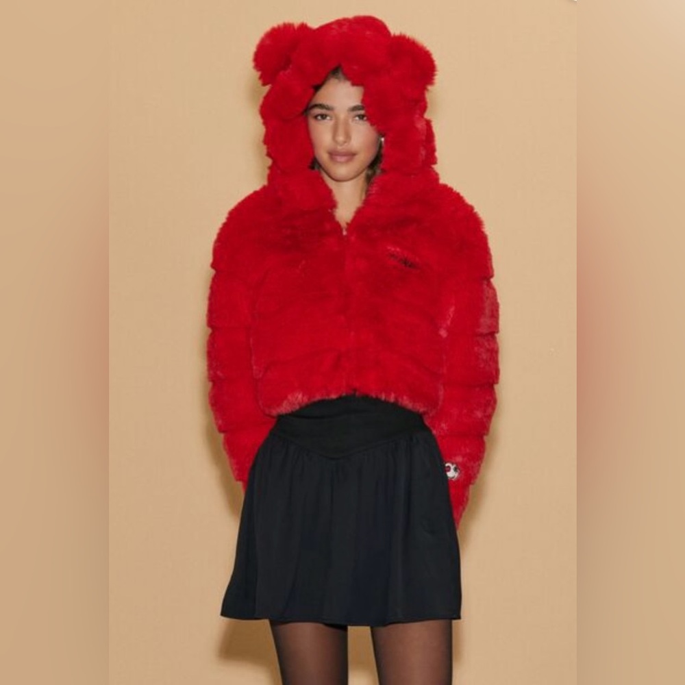 Disney Mickey faux fur jacket valentines coat size medium
